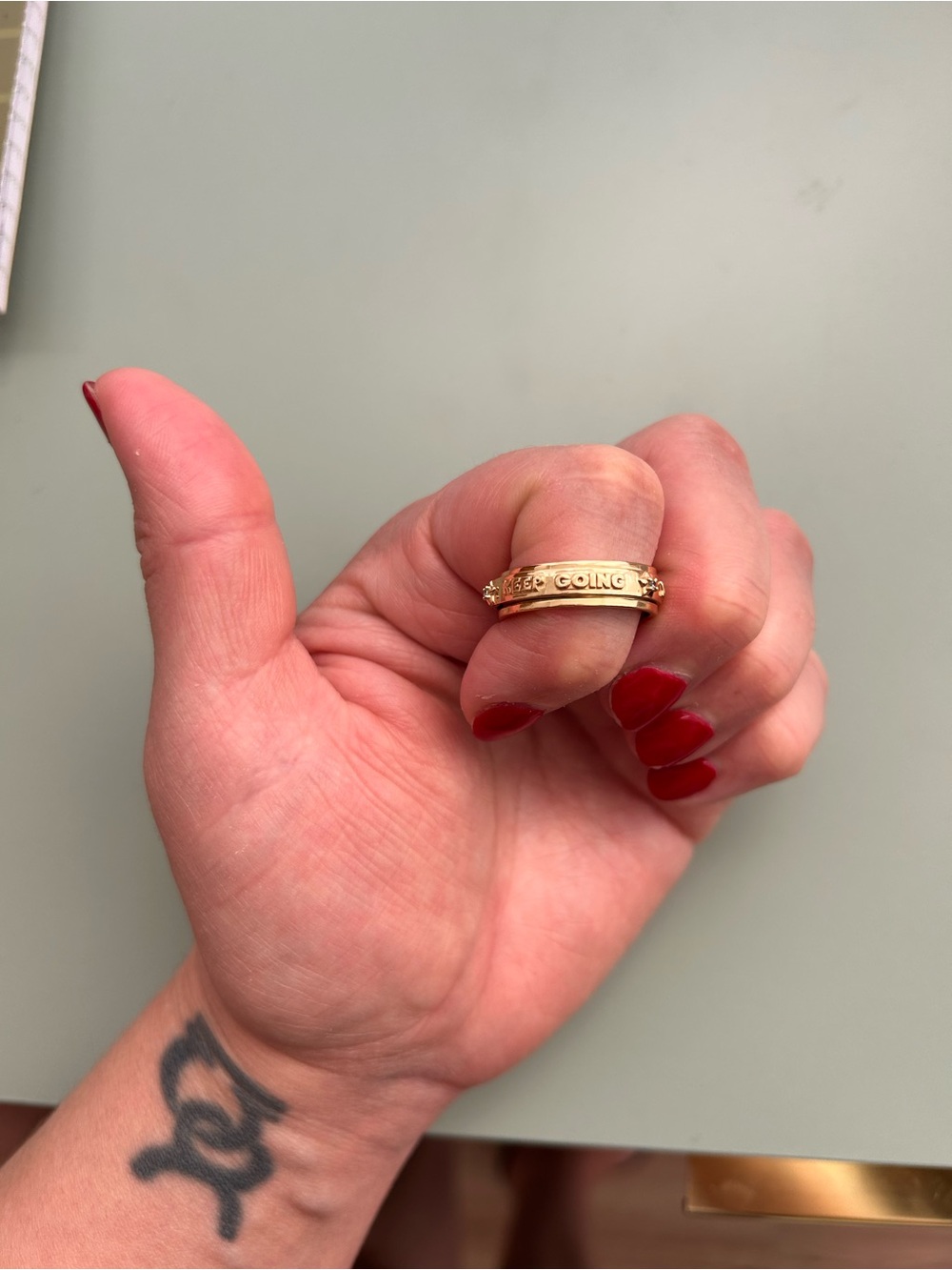 Little Words Project Gold-Tone Inspirational Spinner Ring - Motivational Band